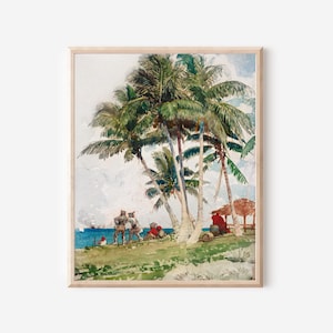 The Buccaneers by Winslow Homer (1885) – Tropical Pirate Scene Under Palm Trees – Vintage Maritime Watercolor Wall Art Print