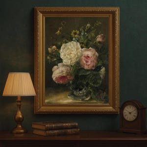 Vintage Rose Still Life Print: Romantic Cottagecore Floral Art (Digital Download)