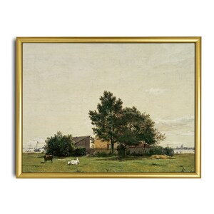 Vintage Landscape Painting | Antique Country Landscape | Farmhouse Decor | Digital Download | Printable Wall Art | 19th Century Fine Art