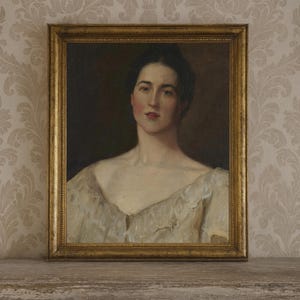 Vintage Woman Portrait Art Print – Antique Female Painting Digital Download, Classic Lady Wall Art for Gallery or Study Decor
