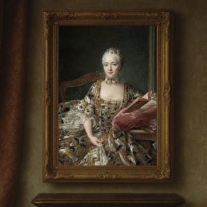 Rococo Portrait Print: 18th Century Lady Reading - Elegant Baroque Wall Art