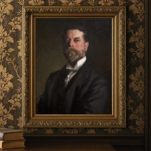 Vintage Gentleman Portrait Print Antique 19th Century Oil Painting of Bearded Man in Suit, Intellectual Masculine Wall Art Digital Download