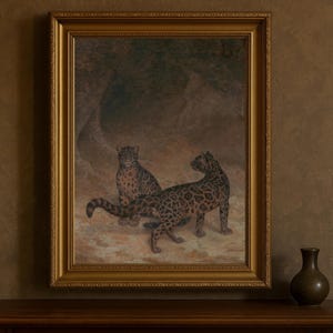 Vintage Leopard Art Print: 19th Century Wildlife Painting