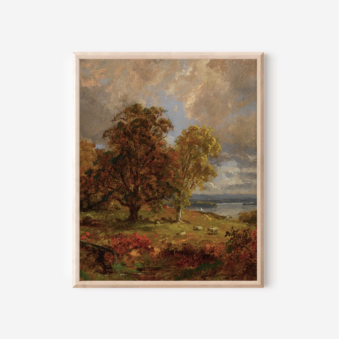 Vintage Autumn Landscape Print: Rustic Golden Countryside Wall Art - Etsy