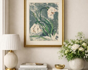Vintage Snowdrop Flower Print: Antique Botanical Wall Art