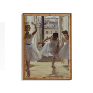 Ballerina Art Print – Edgar Degas Ballett-Tänzer bei Probe, impressionistische Vintage-Wandkunst, Pariser Ballettröckchen-Malerei für anmutige Dekoration