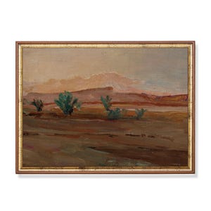Vintage Sahara Desert Landscape Painting: Rustic Sand Dunes Art Print