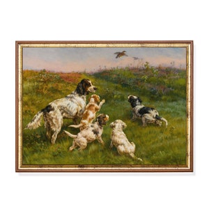 Printed and Shipped | Vintage Dogs Painting | Antique Animal Print | Moody Rustic Art | Farmhouse Decor | Fine Art | Physical Prints
