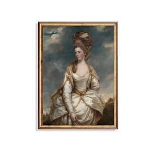 Vintage Noblewoman Portrait Print – 18th Century Royal Lady Wall Art, Antique Aristocratic Painting, Classical Satin Dress Fine Art Print