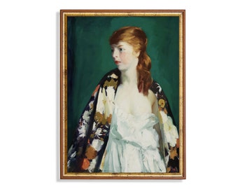 Vintage Frauen Portrait Gemälde: Stimmungsvoll rustikal Fine Art Print