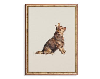 Impresión vintage de retrato de perro terrier: arte animal de estilo antiguo