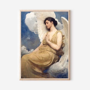 The Angel by Abbott Thayer – 1889 Vintage Angel Art Print | Serene Female Angel Wall Art | Victorian Heaven-Inspired Fine Art Print