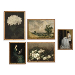 Vintage Painting | Set Of 5 Prints | Gallery Wall Set | Antique Oil Painting | Digital Download | Vintage Rustic Gallery | Fine Art Print