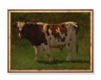 Antiker Bulle: Vintage Bauernhof Tier Kunstdruck
