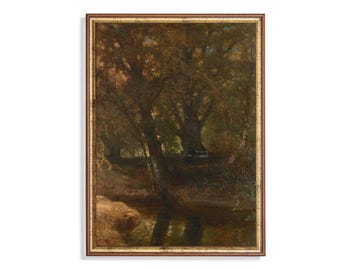 Vintage Autumn Landscape Print: Rustic Country Scenery, Fine Art