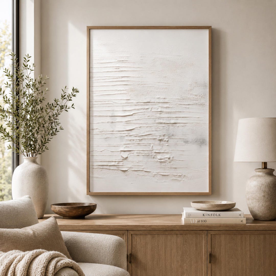 Neutral Textured Wall Art Print, White Plaster Abstract Art, Minimalist ...