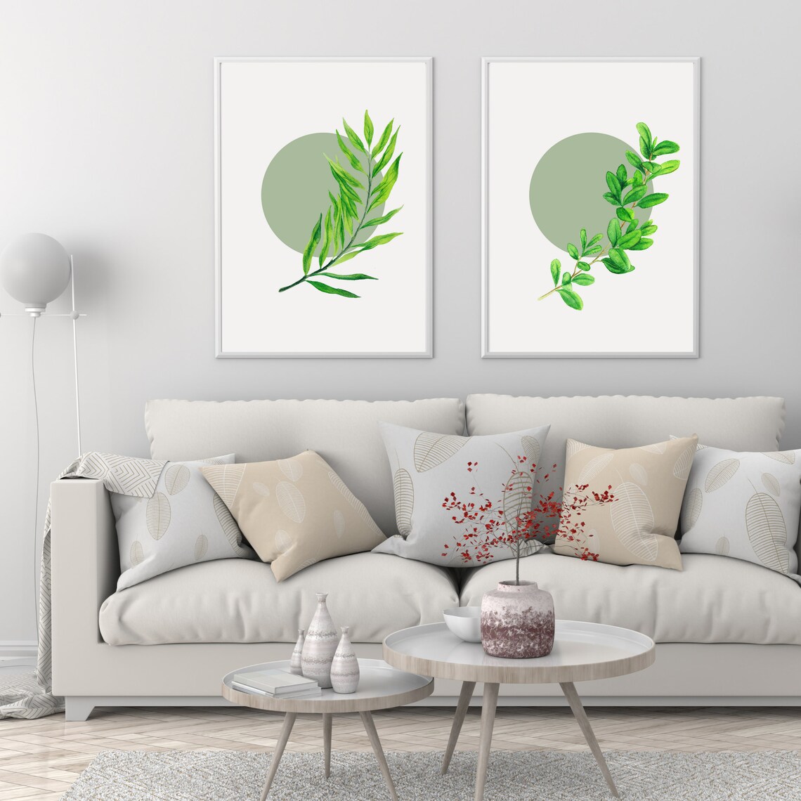 Sage Green Wall Art Set Of 2 Botanical Prints Botanical Print Etsy