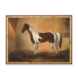 Printed and Shipped | Horse in a Stable | Equestrian Painting | Vintage Wall Art | Antique Animal Art | Horse Lover Gift | Physical Prints