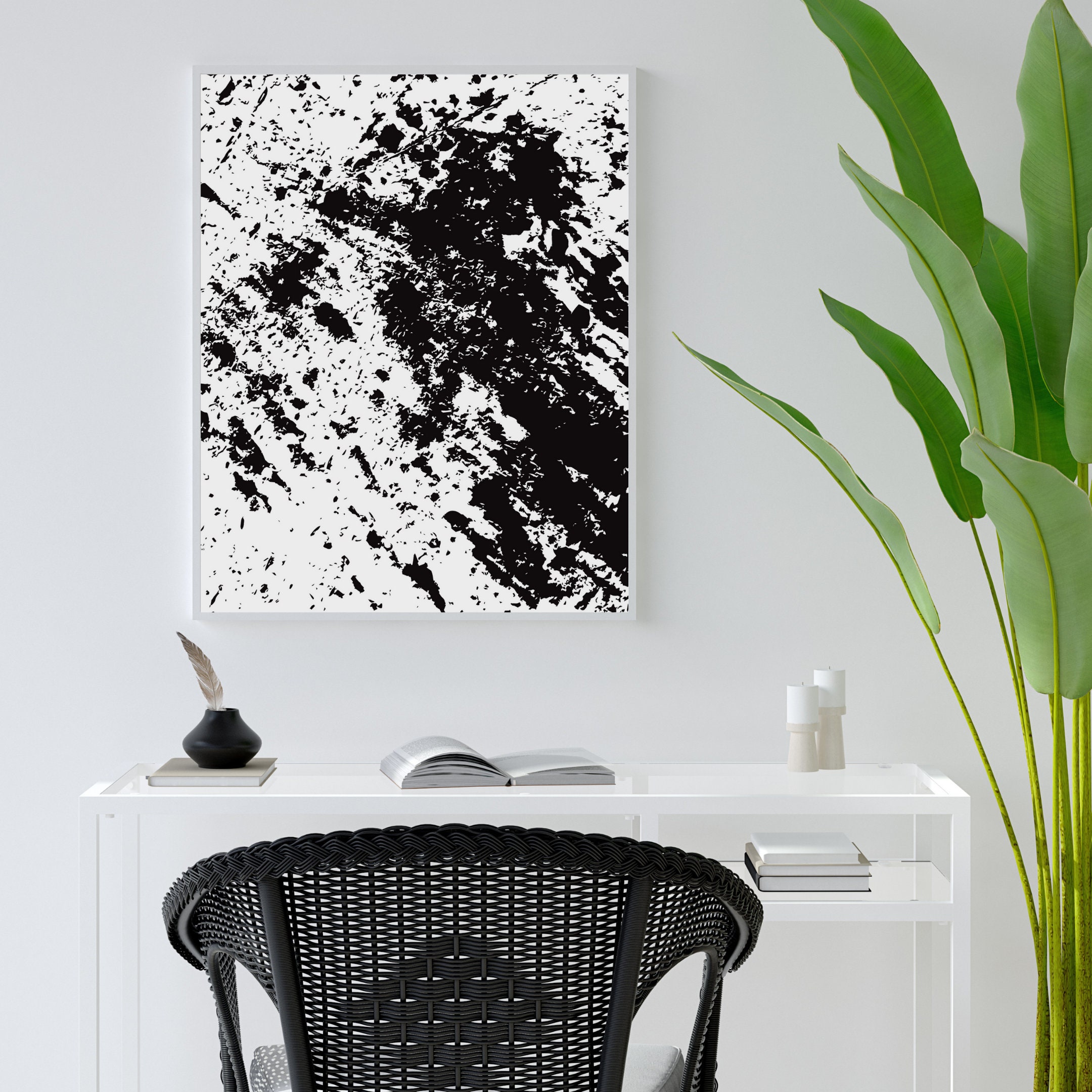 Abstract Wall Art Black and White Print Modern Art | Etsy