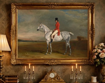 Equestrian Portrait Print: Vintage Fox Hunting Art, English Hunt Scene