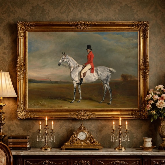 乗馬肖像画プリント：ヴィンテージのキツネ狩りアート、イギリスの狩猟 