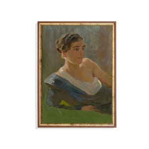 Vintage Woman Portrait Print: Impressionist Brushstroke Fine Art