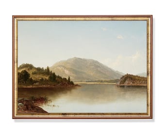Vintage Mountain Lake Print: 19th Century Rustic Landscape (Digital Download)