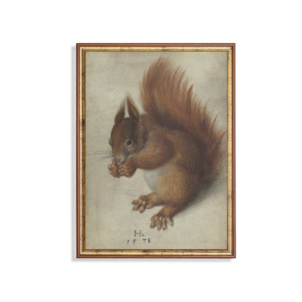 Mailed Print | Vintage Squirrel Print | Antique Artwork | Animal Lover Gift | Rustic Neutral Print | Animal Wall Art | Printed and Shipped