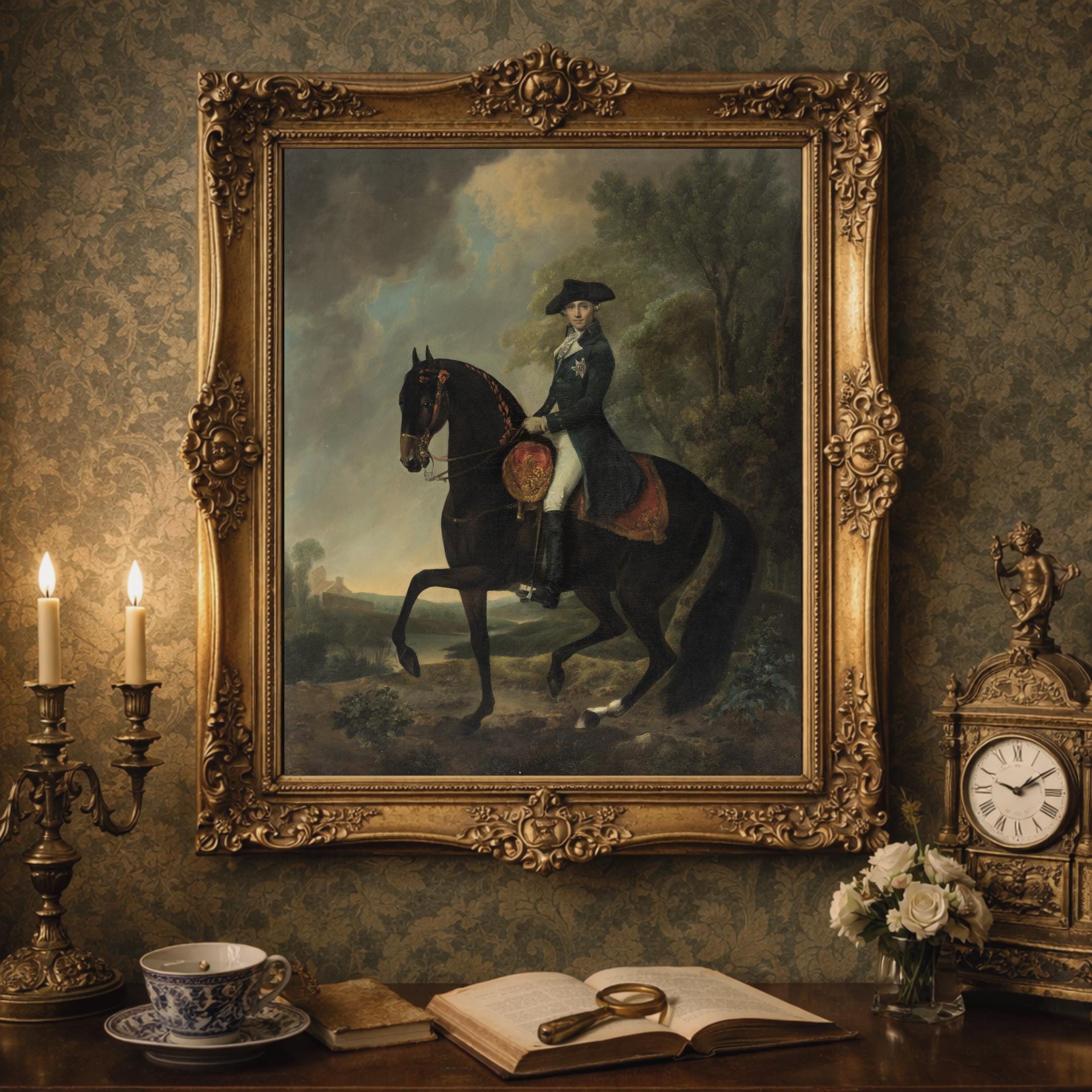 18th Century Equestrian Portrait Print – Antique Royal Horse Wall Art ...