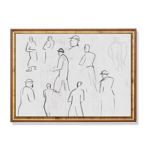 Minimalist Figure Sketch Print: Vintage Charcoal Line Art (Digital Download)