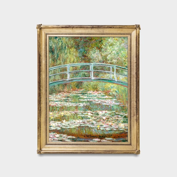 Monet Water Lily Pond Print: Japanese Bridge, French Country Decor