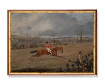 Vintage Pferderennen Kunstdruck: Antiker Reiterhindernislauf (Digitaler Download)