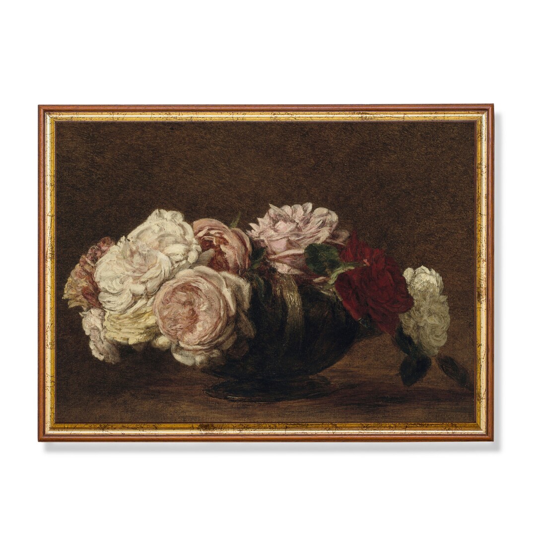 Vintage Still Life With Roses | Antique Floral Painting | Moody Flower ...