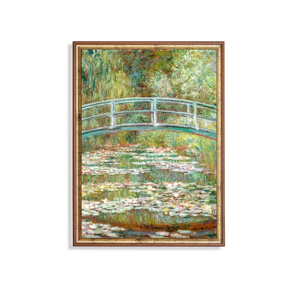 Monet Water Lilies Print: Japanese Bridge, Impressionist Garden