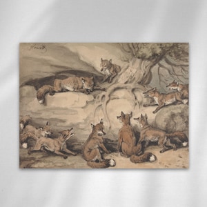 Antique Fox Print: Rustic Woodland Animal Illustration