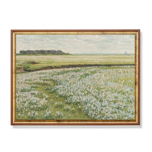 Vintage Wildflower Meadow Art Print: Cottagecore Landscape (Digital Download)