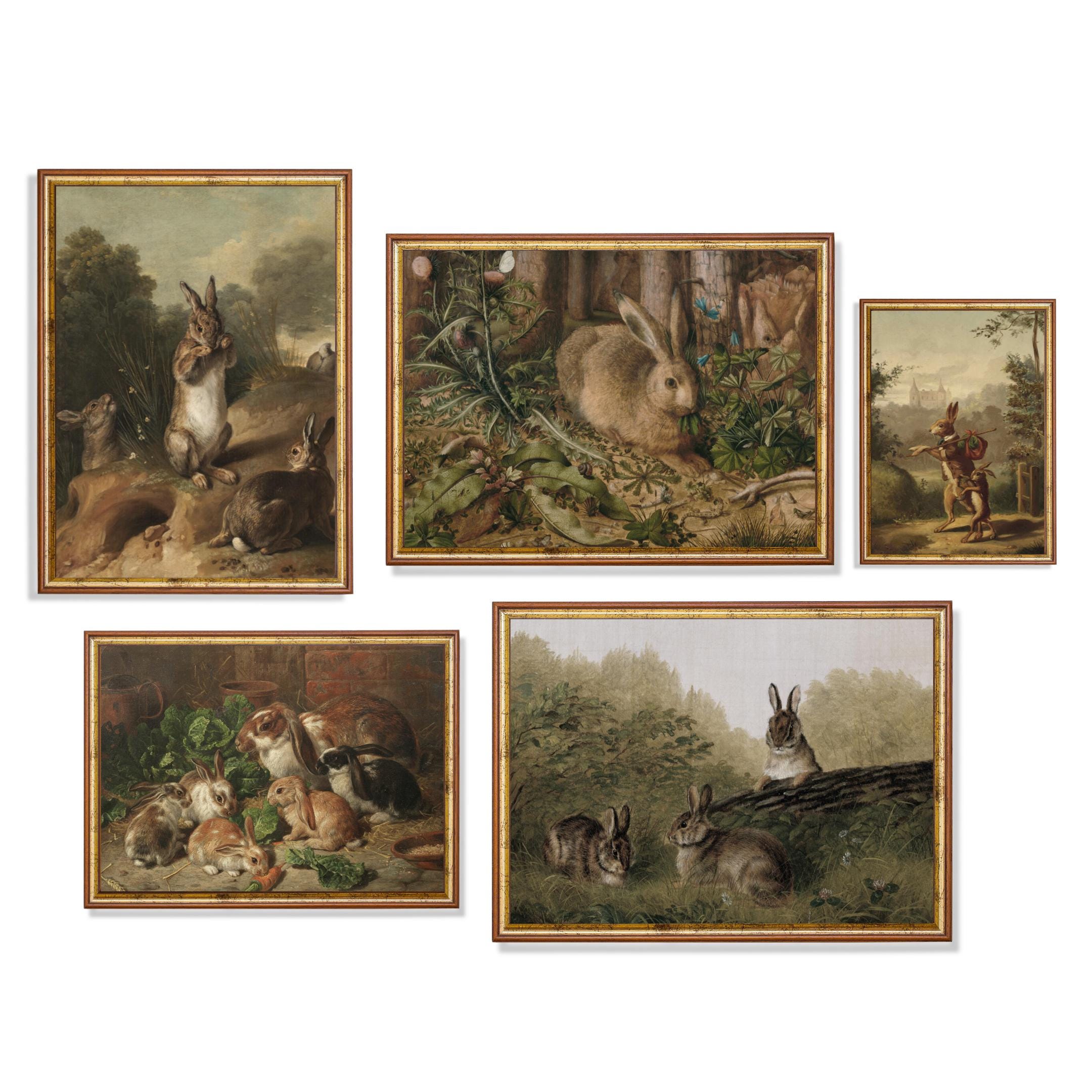Vintage Rabbit Prints Set: Farmhouse Cottage Wall Art (digital Download ...