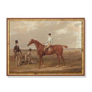 Antique Horse Racing Print: Jockey on Chestnut Horse (Digital Download)