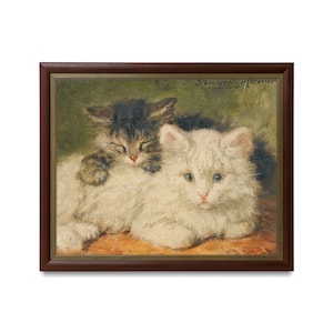 Vintage Kittens Painting Print: Rustic Cat Lover Wall Art