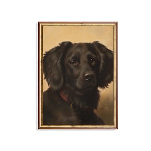 Vintage Dog Print | Antique Black Setter Portrait Art | Animal Portrait Painting | Digital Download | Printable Wall Art | Dog Lover Gift