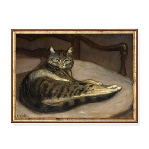 Printed and Shipped | Vintage Cat Painting | Antique Animal Print | Moody Rustic Art | Farmhouse Decor | Cat Lover Gift | Physical Prints