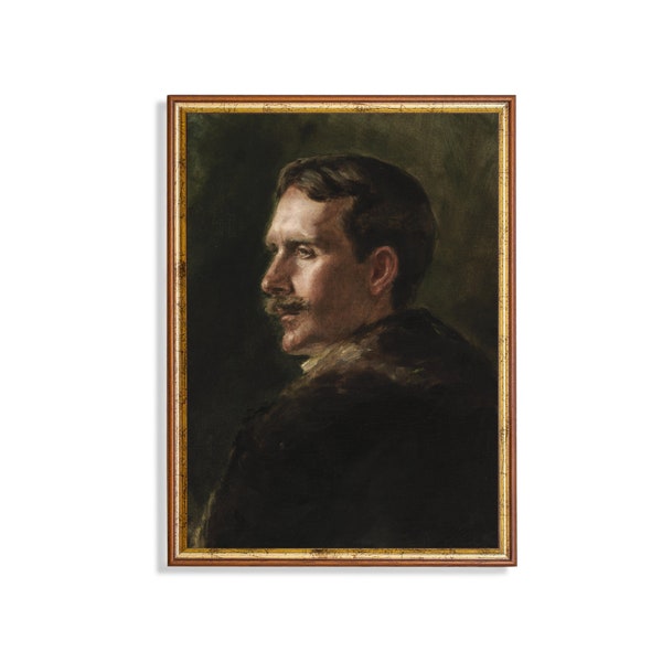 Vintage Gentleman Portrait | Antique Man Portrait | Rustic Moody Print | Digital Download | Printable Wall Art | 19th Century Fine Art Print
