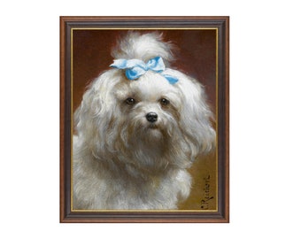 Retrato de perro vintage: lámina artística rústica de animales de granja.