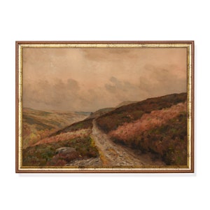 Printed and Shipped | Vintage Scotland Landscape Print | Heather Blooms in Highland | Retro Wall Decor | Nature Scottish Countryside Art