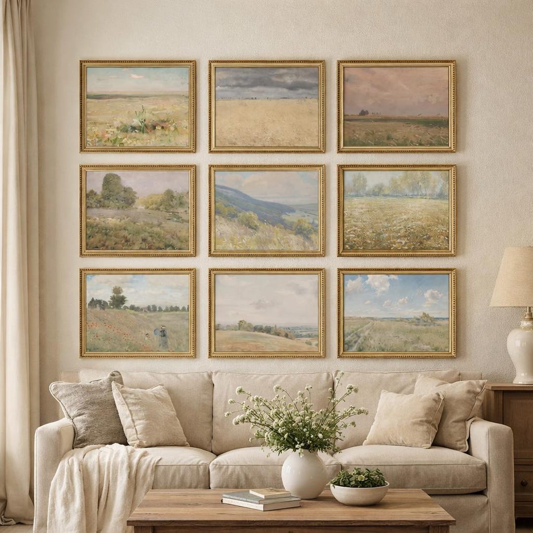 Summer Landscape Painting Set | Antique Farmhouse Wall Art (digital ...
