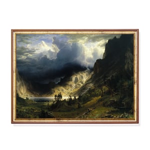 Albert Bierstadt Print: Storm in the Rocky Mountains Vintage Landscape Art