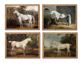 Vintage Horse Painting Set | Equestrian Gallery Wall Art (Digital Download)