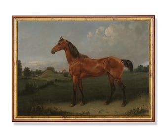 Cuadro de caballo vintage: lámina de arte ecuestre antiguo, decoración de granja