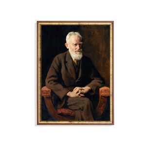 Vintage Gentleman Portrait Print: Moody Rustic Oil Painting