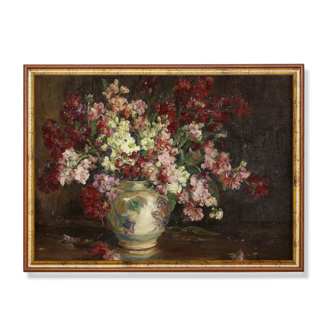 Vintage Still Life With Flowers | Antique Floral Painting | Moody ...
